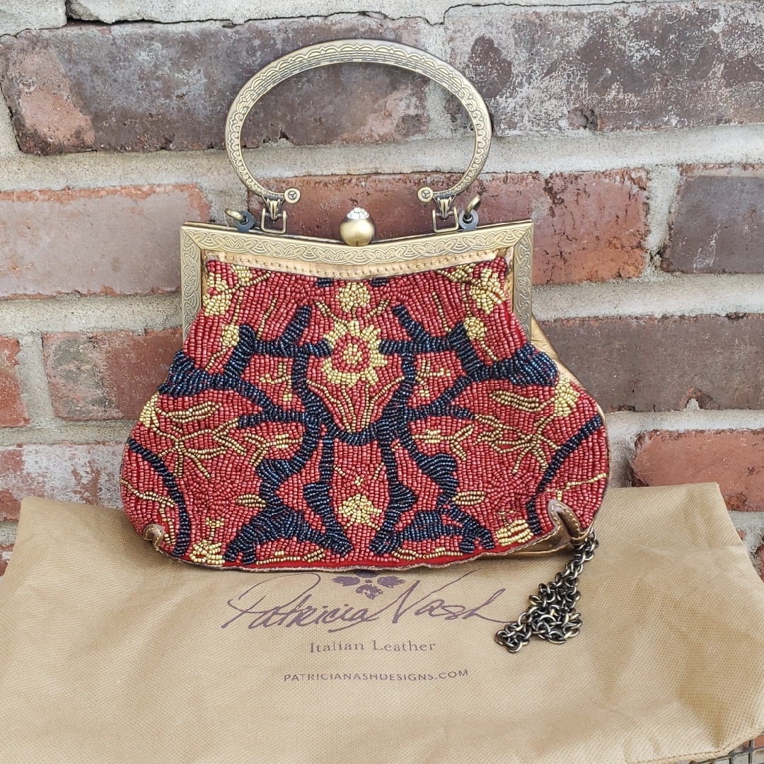 Patricia Nash Guilietta Beaded Italian Leather Mini Frame Bag Pronvencal Escape